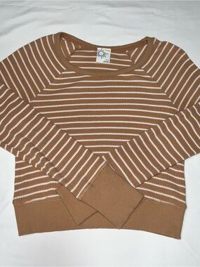 Offline Long Sleeve Cropped Striped Shirt